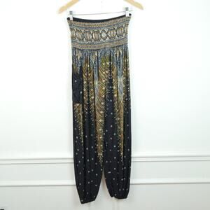 Hippy Festival Harem Pants Size XL Pull On Baggy Paisley Thailand Relaxed Boho